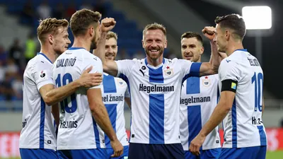 A photo of Željko Sopić, the Kauno Žalgiris manager, celebrating a goal with his team in a recent match against...